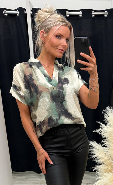 Ayla blouse 1 - marble creme menthe