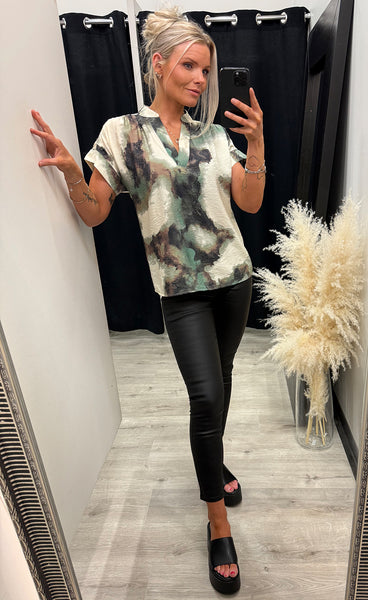 Ayla blouse 1 - marble creme menthe
