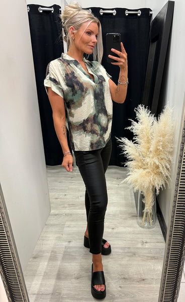 Ayla blouse 1 - marble creme menthe