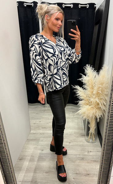 Ariana blouse 6 - floral reverie navy