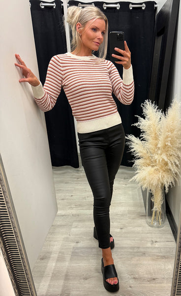 Magio oneck pullover - marsala stripe