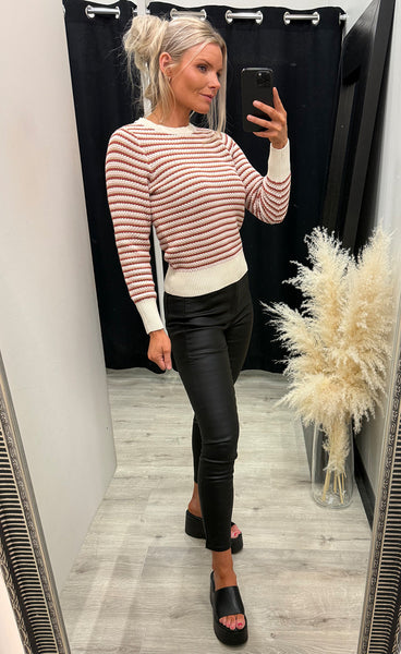 Magio oneck pullover - marsala stripe