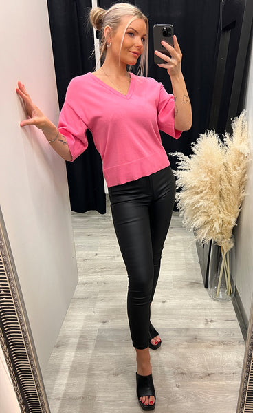 Eslina v-neck pullover - aurora pink