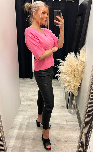 Eslina v-neck pullover - aurora pink