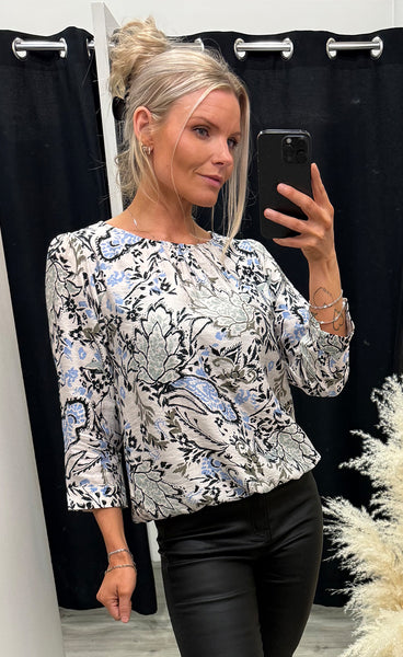 Ariana blouse 17 - bouquet gray morn