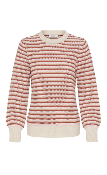 Magio oneck pullover - marsala stripe