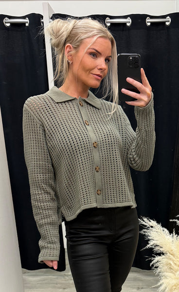Layla cardigan 1 - smokey olive