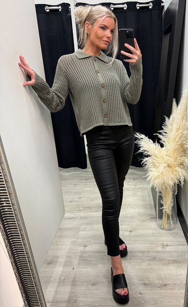 Layla cardigan 1 - smokey olive
