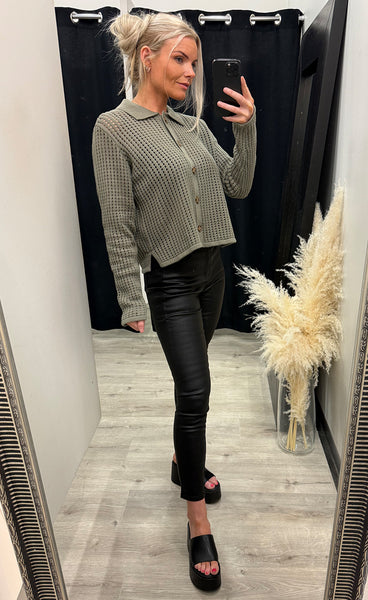 Layla cardigan 1 - smokey olive