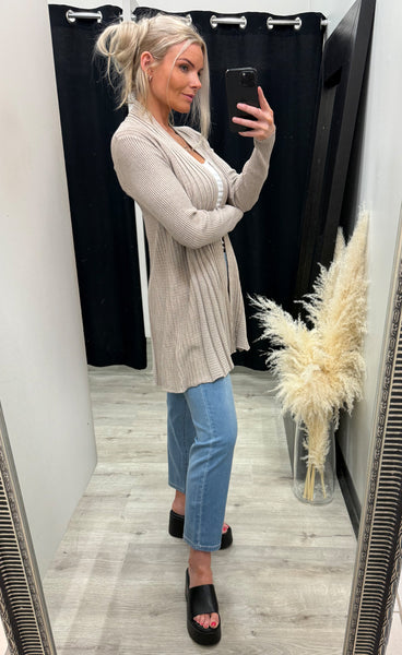 FREEQUENT Claudisse L cardigan - mushroom melange