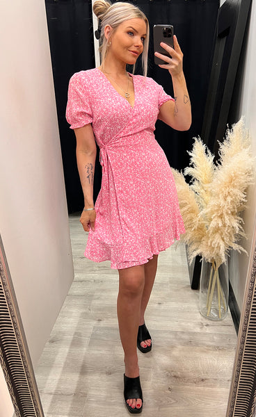 Elanina wrap dress - white flower