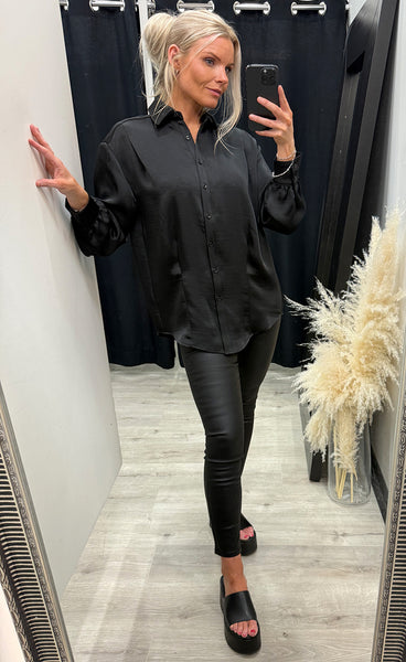 Bree satin blouse 387 - black