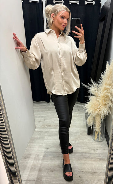 Bree satin shirt 387 - light beige
