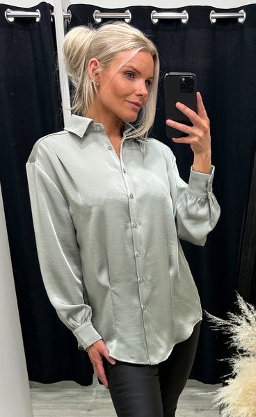 Bree satin shirt 387 - celadon sage