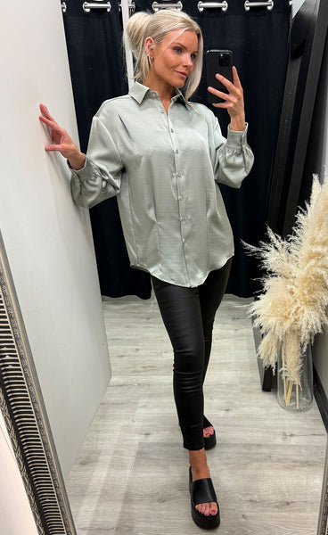 Bree satin shirt 387 - celadon sage