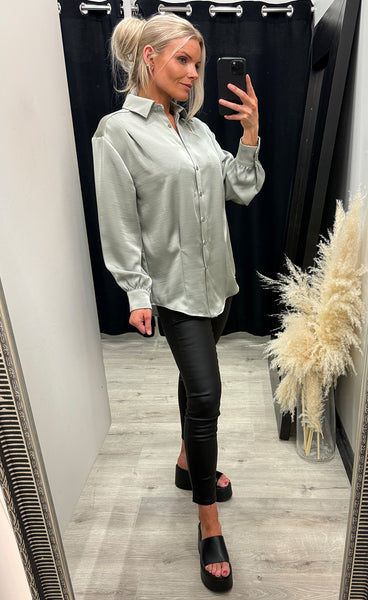 Bree satin shirt 387 - celadon sage
