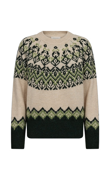 FREEQUENT Merla pullover - moonbeam w. deep forest