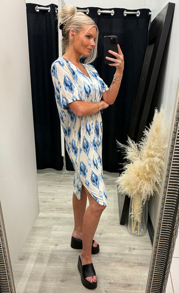 FREEQUENT Floi dress - moonbeam w. blue bell