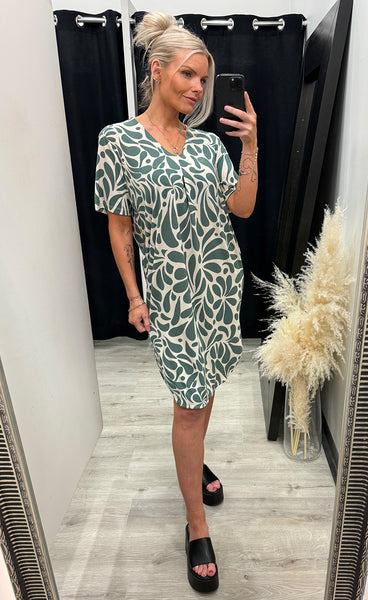 FREEQUENT Floi dress - moonbeam w. dark forest