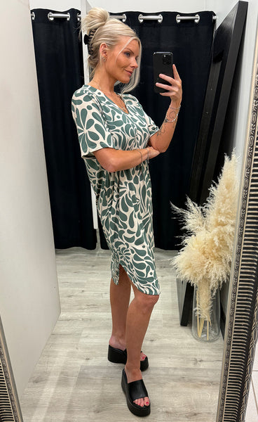 FREEQUENT Floi dress - moonbeam w. dark forest