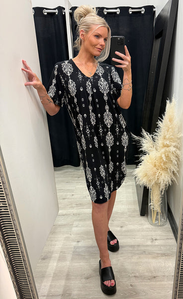 FREEQUENT Floi dress - black w. off-white