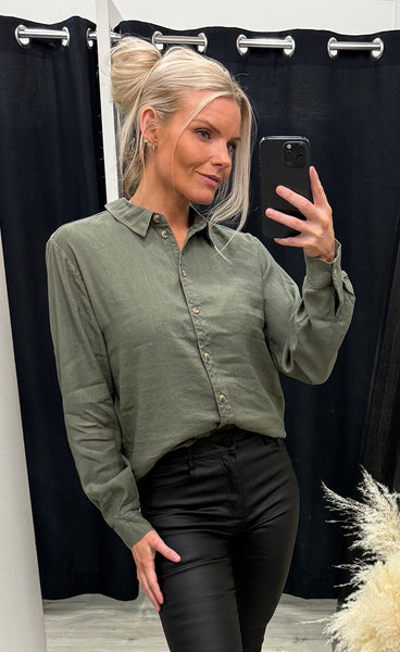 PULZ Luca LS shirt - deep lichen green