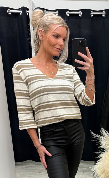 Imani tee 1 - savannah tan stripe