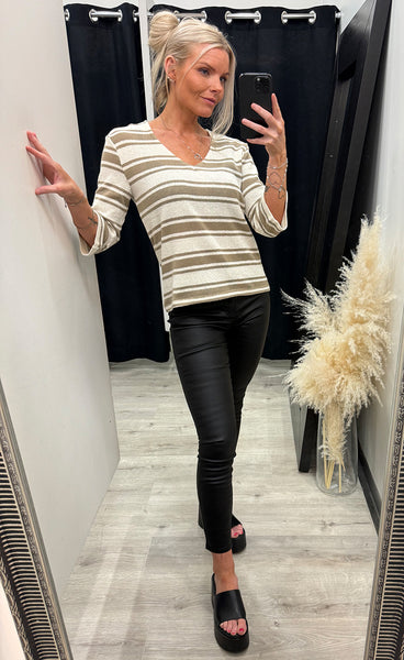 Imani tee 1 - savannah tan stripe