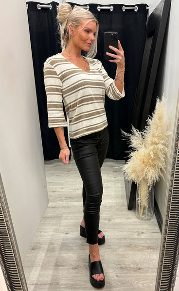 Imani tee 1 - savannah tan stripe