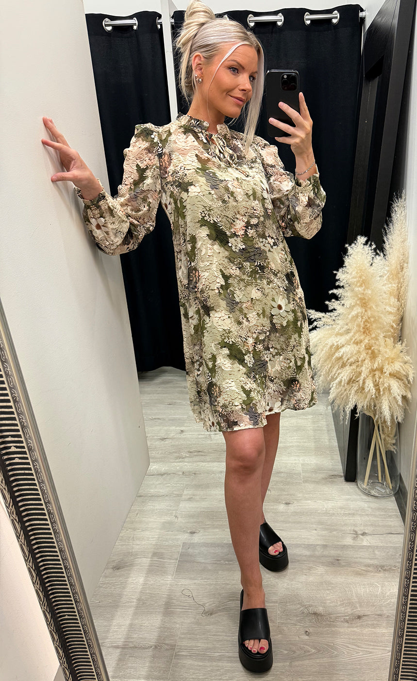 Elza dress - flower khaki