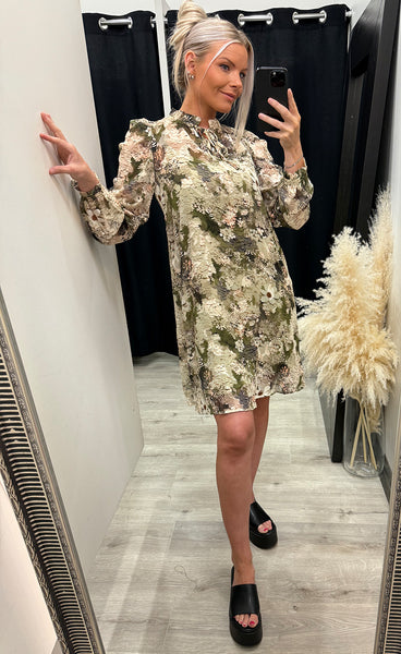 Elza dress - flower khaki