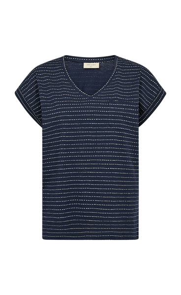 FREEQUENT Viva tee - navy w. off-white