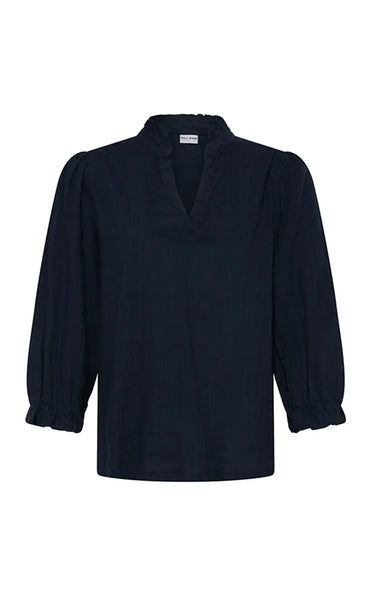 PULZ Luca frill blouse - dark sapphire