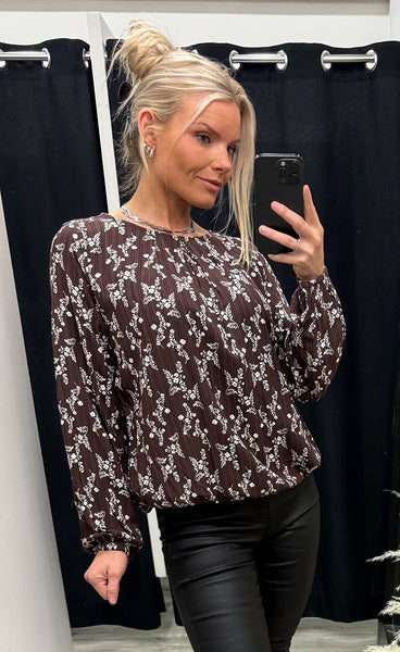 FRANSA Merle blouse 5 - flower drop hot fudge