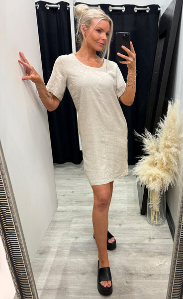 FREEQUENT Lavasi dress - sand melange w. silver