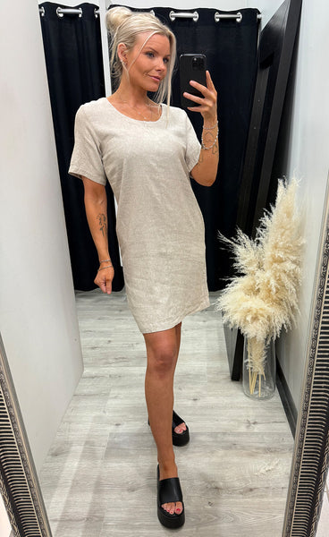 FREEQUENT Lavasi dress - sand melange w. silver