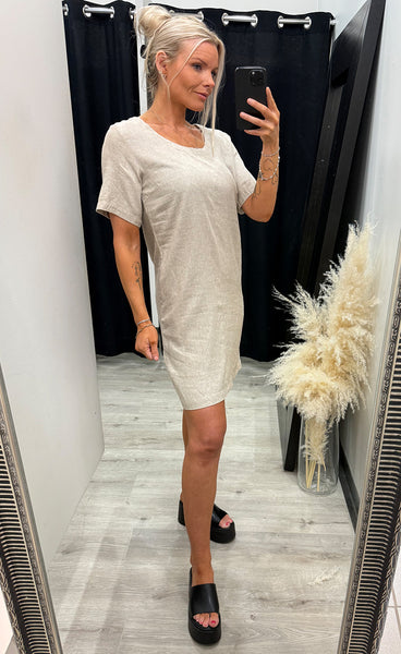 FREEQUENT Lavasi dress - sand melange w. silver