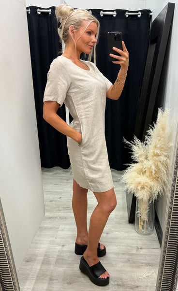FREEQUENT Lavasi dress - sand melange w. silver