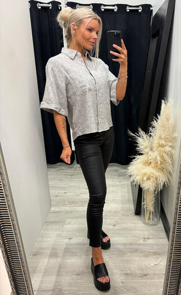 FREEQUENT Lava shirt - coffee bean w. off-white