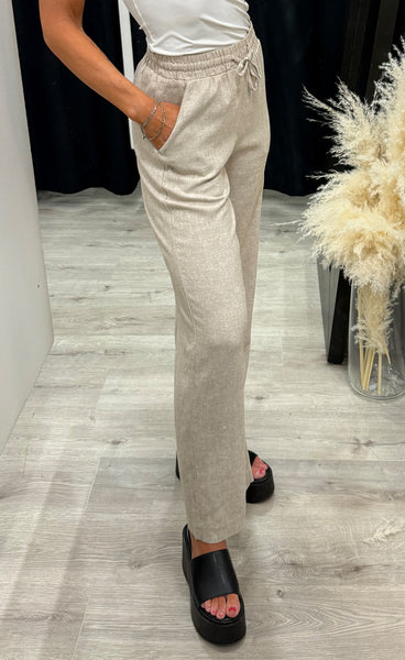 FREEQUENT Lavasi pants - sand melange w. glitter