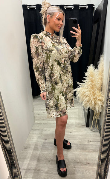 Elza dress - flower khaki