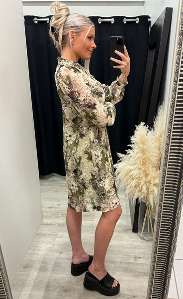 Elza dress - flower khaki