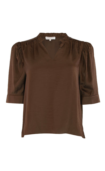 Moe v-neck satin - brown