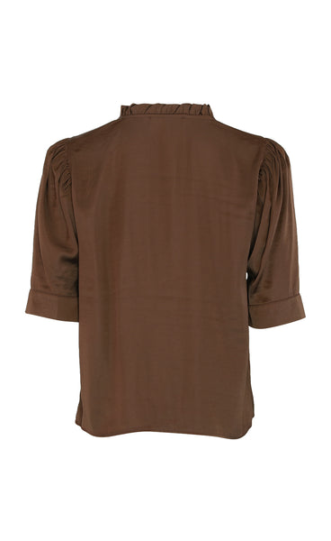 Moe v-neck satin - brown