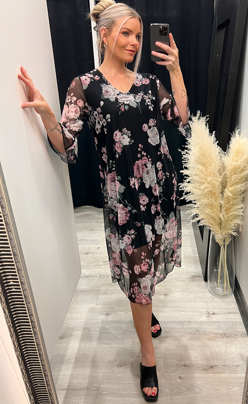 Khloe dress - black/rose