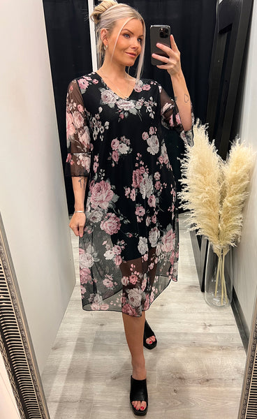 Khloe dress - black/rose