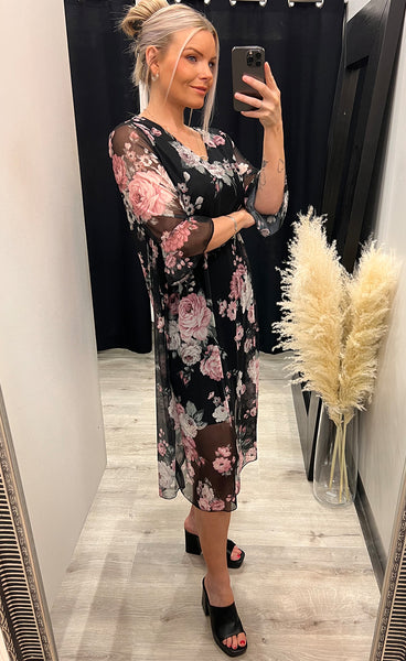 Khloe dress - black/rose