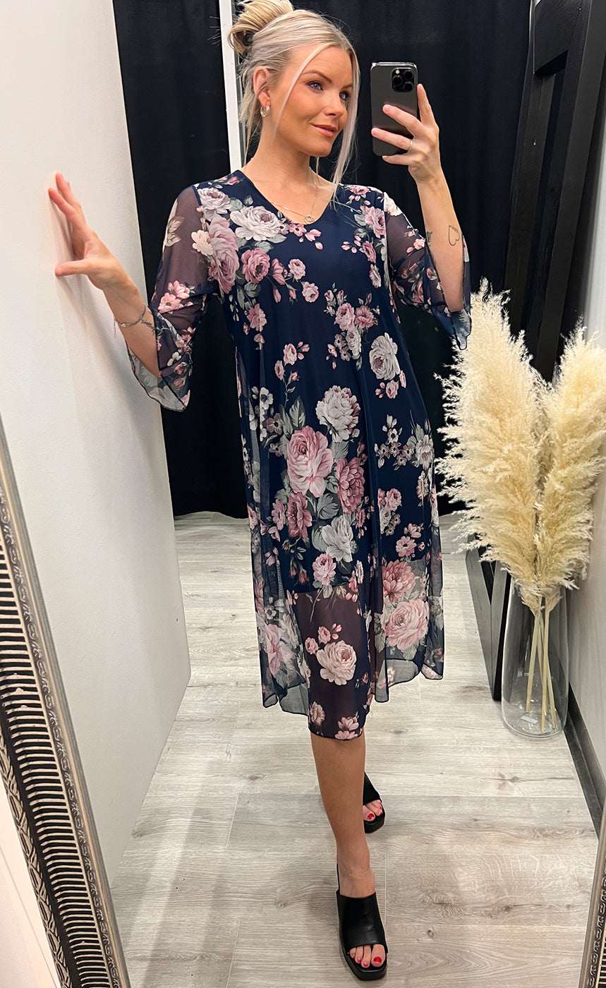 Khloe dress - navy/rose