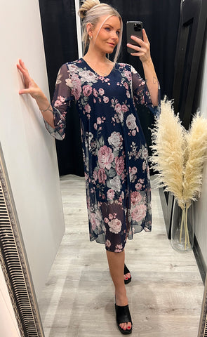 Khloe dress - navy/rose