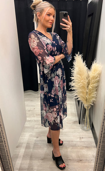 Khloe dress - navy/rose